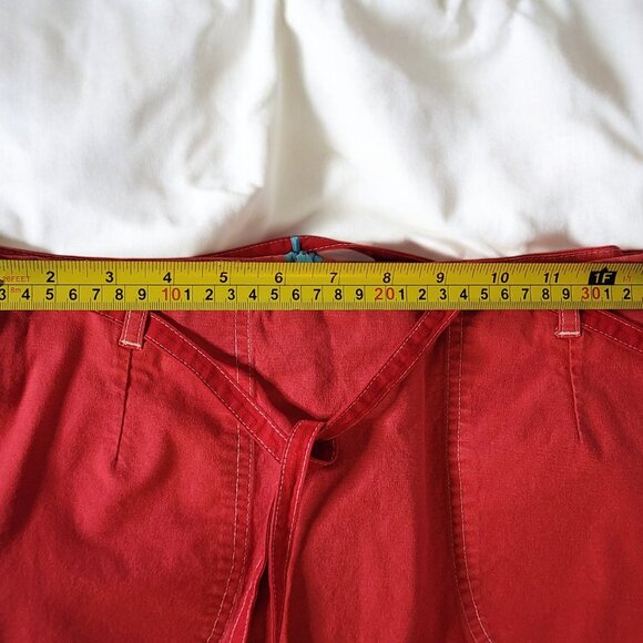 Roxy Red Stretch Cotton Mini Skirt Size 5 – Belted with Pockets & Surf Stripe - Picture 6 of 10